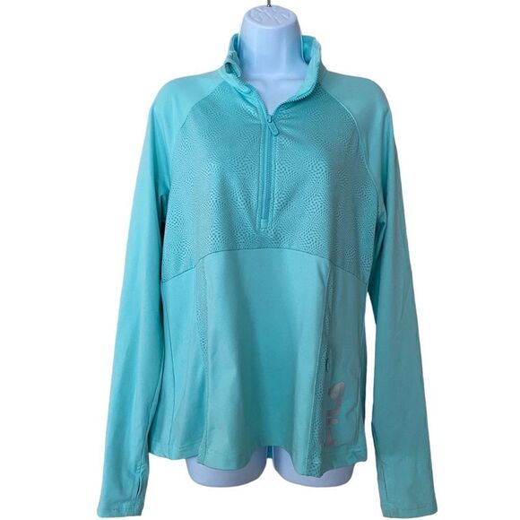 Fila Running Sport Women’s Green Long Sleeve 1/2 Zip - Picture 1 of 8
